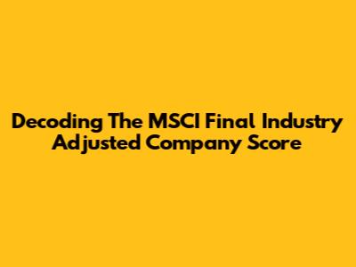 Decoding The MSCI Final Industry Adjusted Company Score
