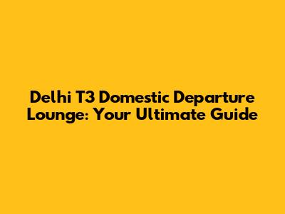 Delhi T3 Domestic Departure Lounge: Your Ultimate Guide