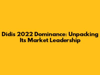 Didi's 2022 Dominance: Unpacking Its Market Leadership