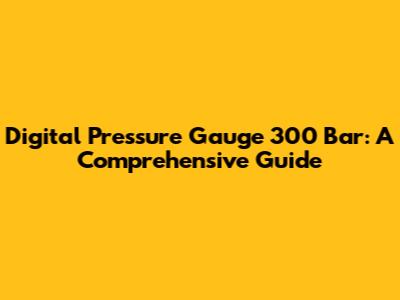 Digital Pressure Gauge 300 Bar: A Comprehensive Guide