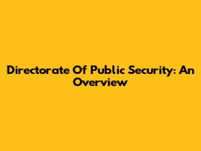 Directorate Of Public Security: An Overview