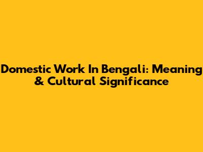 Domestic Work In Bengali: Meaning & Cultural Significance