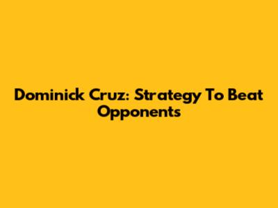Dominick Cruz: Strategy To Beat Opponents