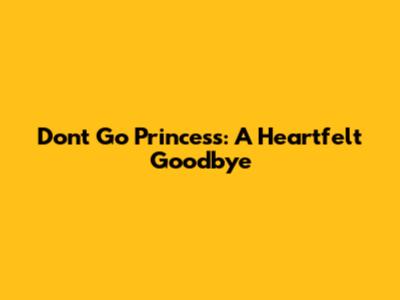 Don't Go Princess: A Heartfelt Goodbye