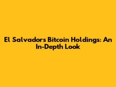 El Salvador's Bitcoin Holdings: An In-Depth Look