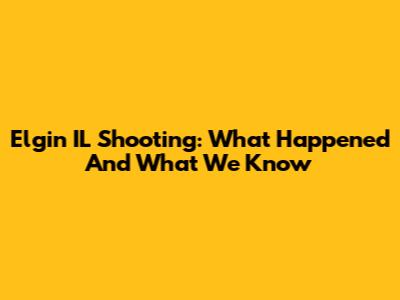 Elgin IL Shooting: What Happened And What We Know