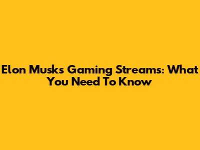 Elon Musk's Gaming Streams: What You Need To Know