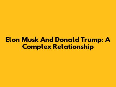 Elon Musk And Donald Trump: A Complex Relationship