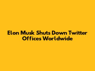 Elon Musk Shuts Down Twitter Offices Worldwide