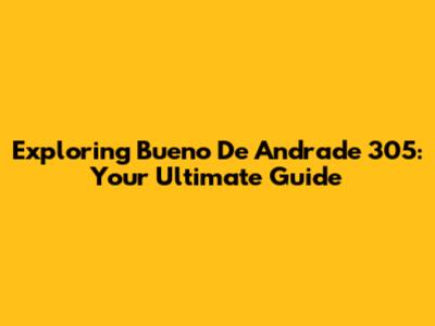 Exploring Bueno De Andrade 305: Your Ultimate Guide