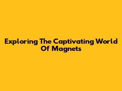 Exploring The Captivating World Of Magnets
