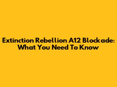 Extinction Rebellion A12 Blockade: What You Need To Know