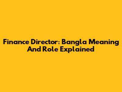 Finance Director: Bangla Meaning And Role Explained