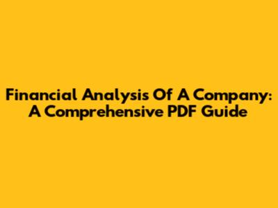 Financial Analysis Of A Company: A Comprehensive PDF Guide