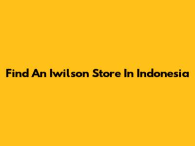 Find An Iwilson Store In Indonesia