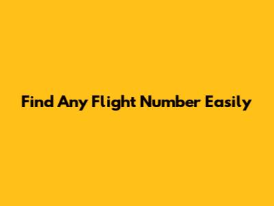 Find Any Flight Number Easily
