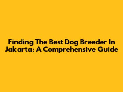 Finding The Best Dog Breeder In Jakarta: A Comprehensive Guide
