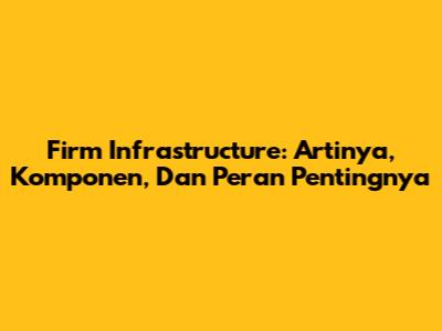 Firm Infrastructure: Artinya, Komponen, Dan Peran Pentingnya