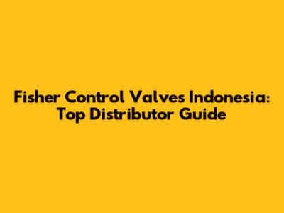 Fisher Control Valves Indonesia: Top Distributor Guide