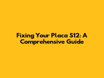 Fixing Your Placa S12: A Comprehensive Guide