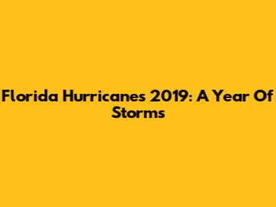 Florida Hurricanes 2019: A Year Of Storms