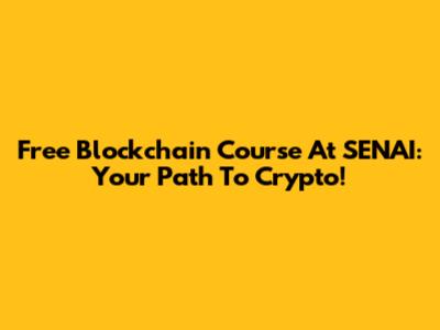 Free Blockchain Course At SENAI: Your Path To Crypto!