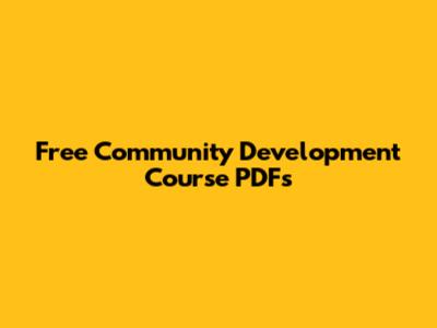 Free Community Development Course PDFs