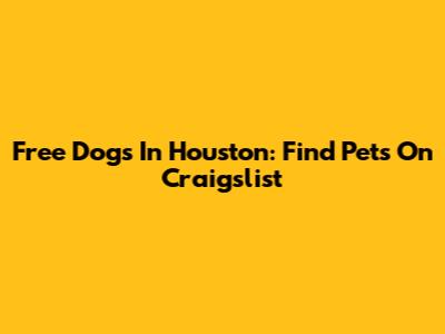 Free Dogs In Houston: Find Pets On Craigslist