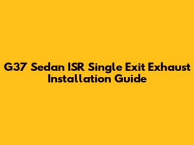 G37 Sedan ISR Single Exit Exhaust Installation Guide