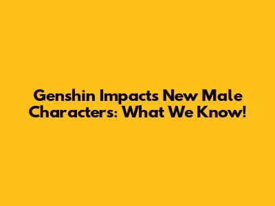 Genshin Impact's New Male Characters: What We Know!