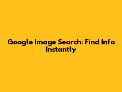 Google Image Search: Find Info Instantly