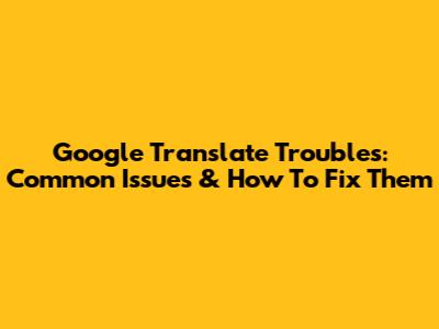 Google Translate Troubles: Common Issues & How To Fix Them