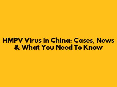 HMPV Virus In China: Cases, News & What You Need To Know