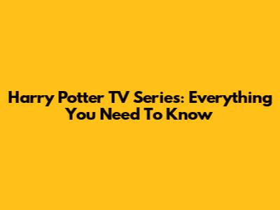 Harry Potter TV Series: Everything You Need To Know