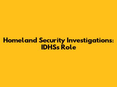 Homeland Security Investigations: IDHS's Role