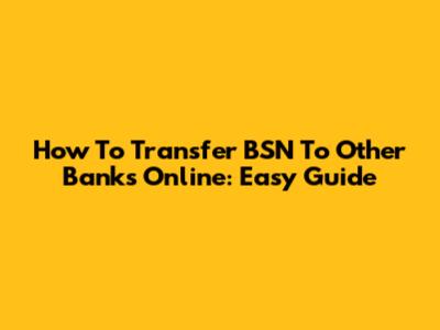 How To Transfer BSN To Other Banks Online: Easy Guide