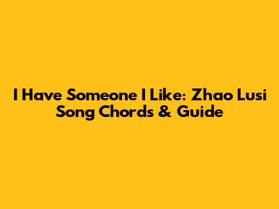 I Have Someone I Like: Zhao Lusi Song Chords & Guide