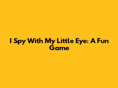I Spy With My Little Eye: A Fun Game