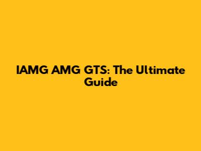 IAMG AMG GTS: The Ultimate Guide