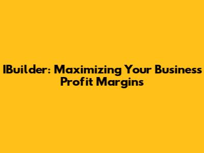 IBuilder: Maximizing Your Business Profit Margins