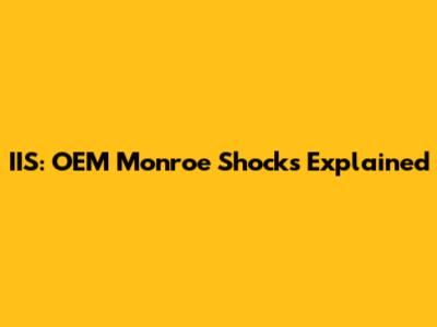 IIS: OEM Monroe Shocks Explained