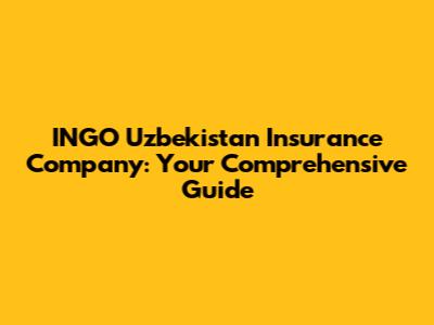 INGO Uzbekistan Insurance Company: Your Comprehensive Guide