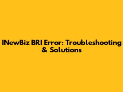 INewBiz BRI Error: Troubleshooting & Solutions