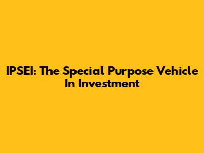 IPSEI: The Special Purpose Vehicle In Investment