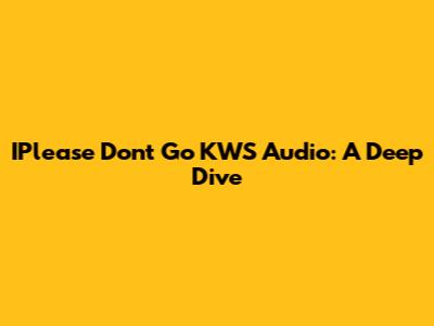 IPlease Don't Go KWS Audio: A Deep Dive