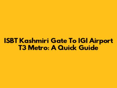 ISBT Kashmiri Gate To IGI Airport T3 Metro: A Quick Guide