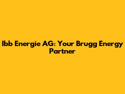 Ibb Energie AG: Your Brugg Energy Partner