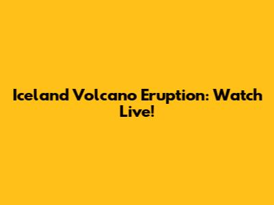 Iceland Volcano Eruption: Watch Live!