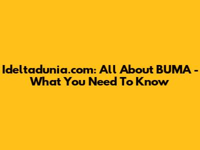 Ideltadunia.com: All About BUMA - What You Need To Know