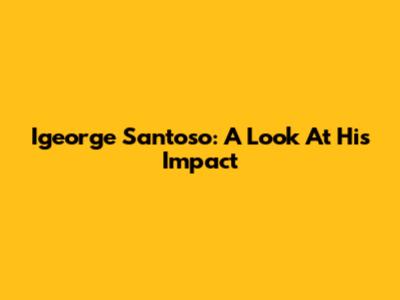 Igeorge Santoso: A Look At His Impact